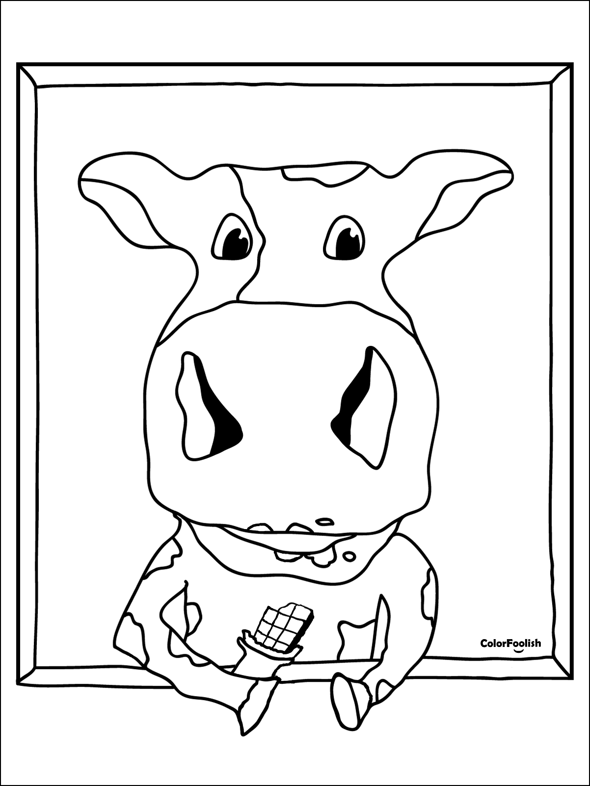 Coloring page of a chocolate milk cow