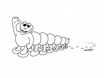 Coloring page of a centipede with dirty feet
