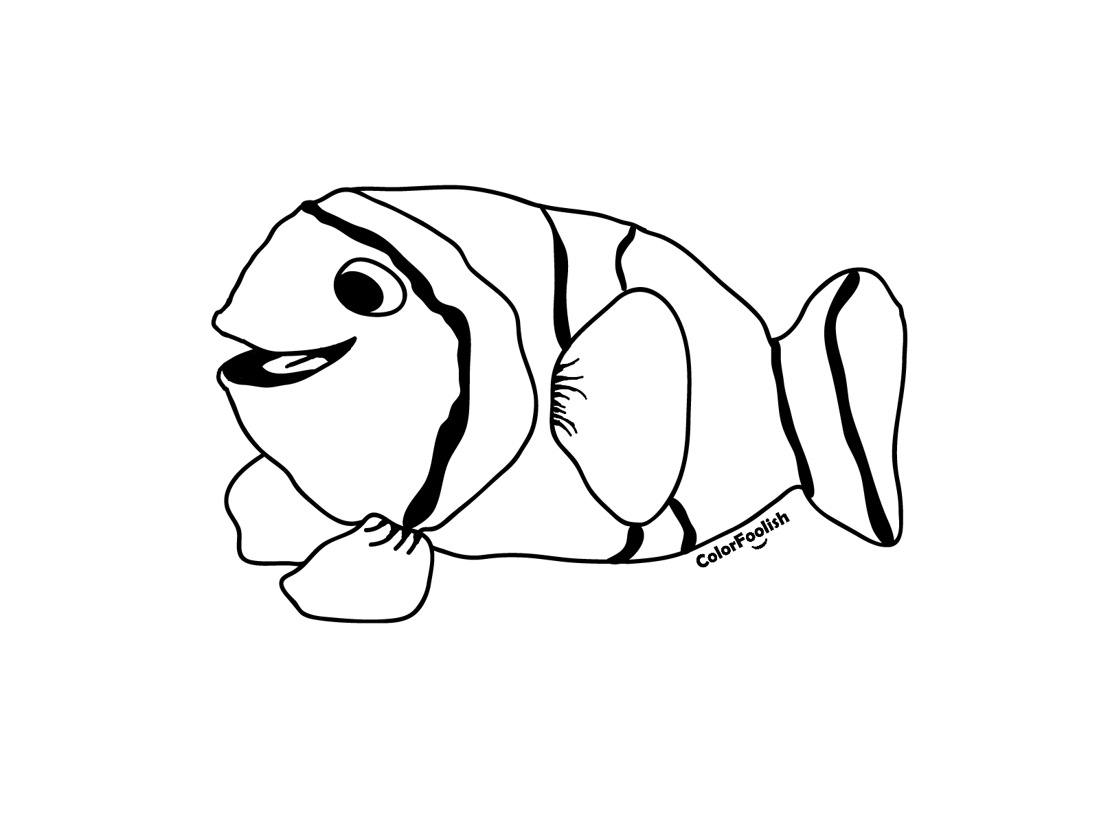 Dibujo para colorear de un pez payaso sonriente