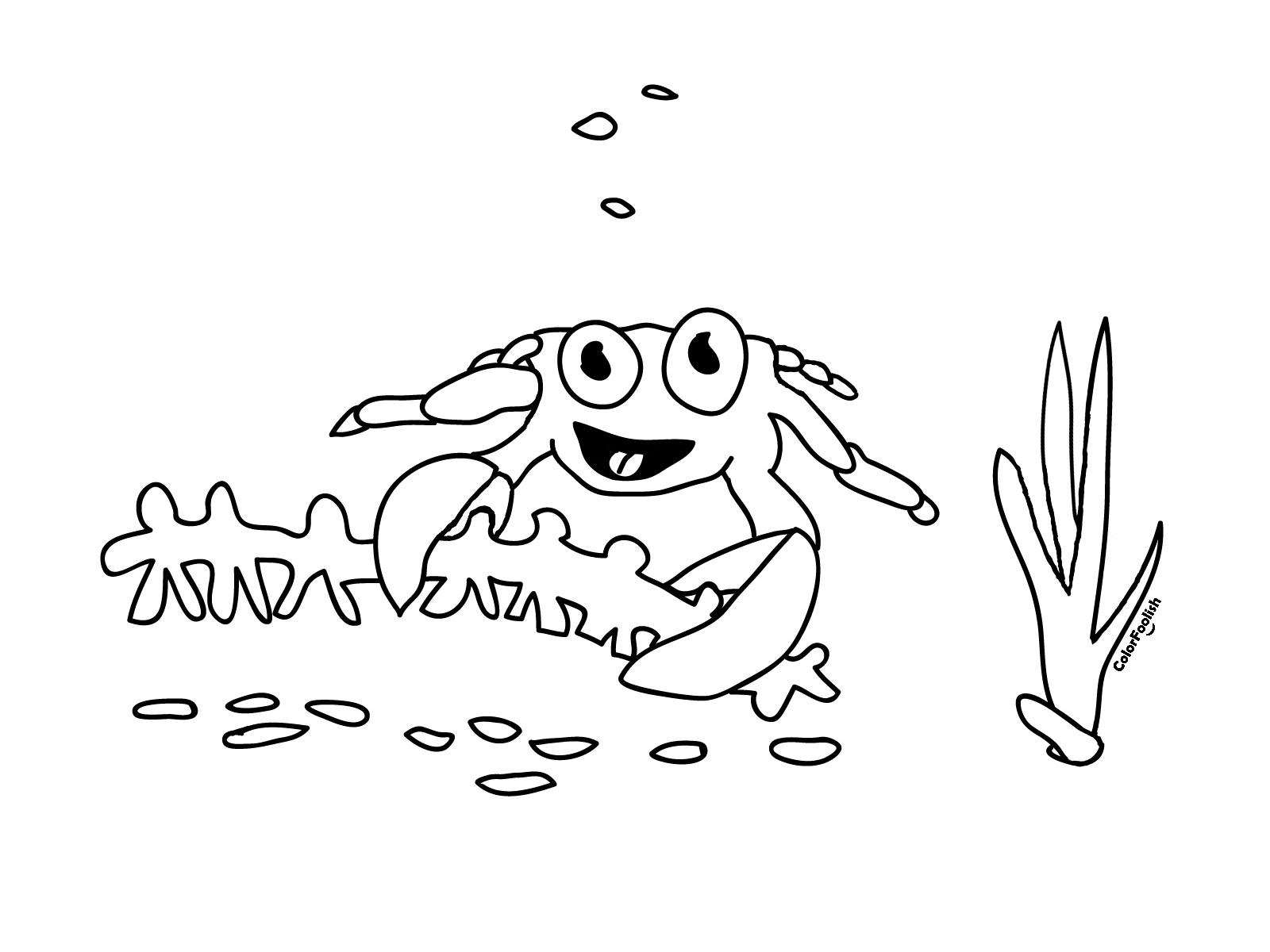 Coloring page of a crafting crab