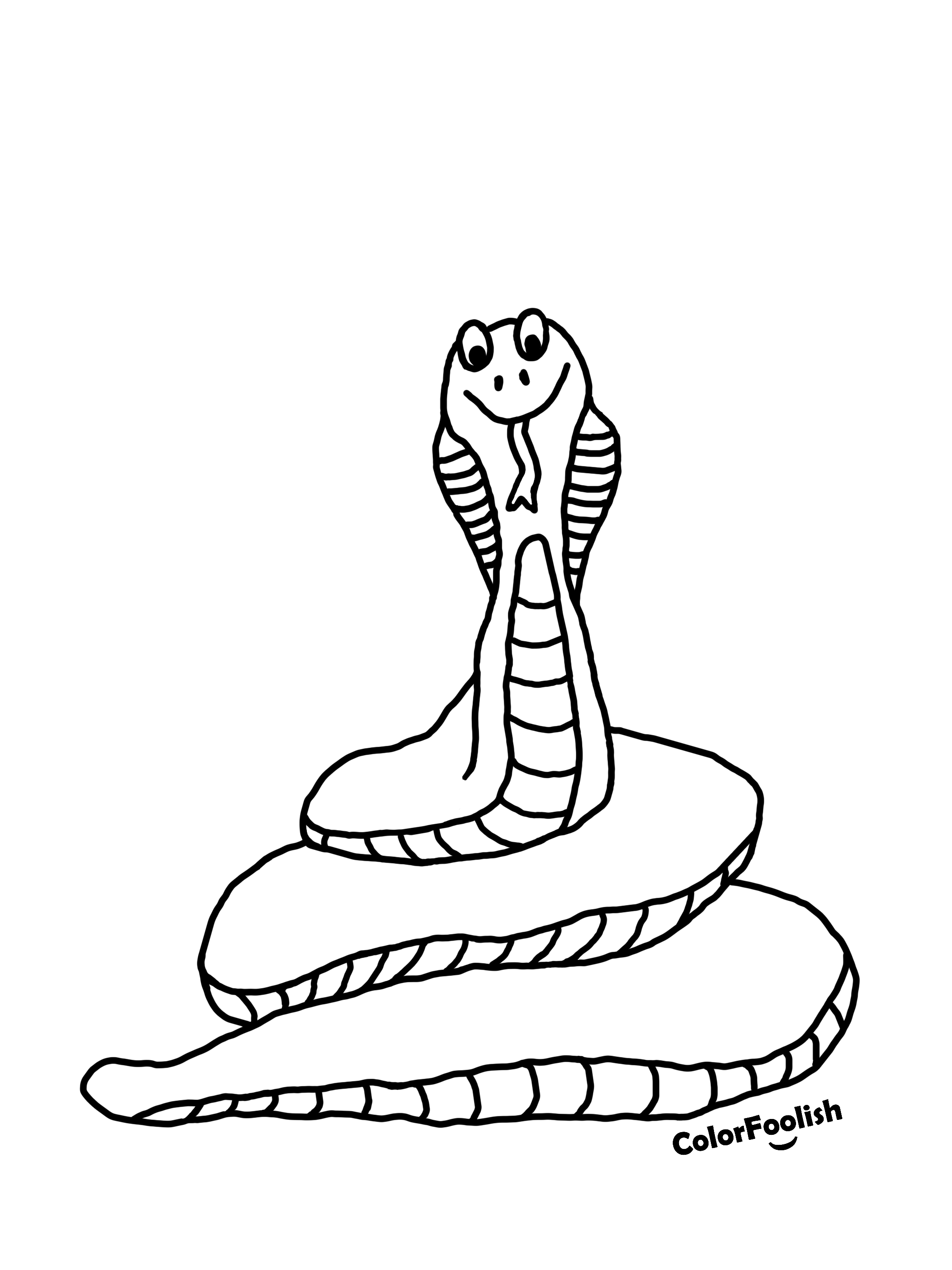 Egy tekercselt kígyó színező oldala