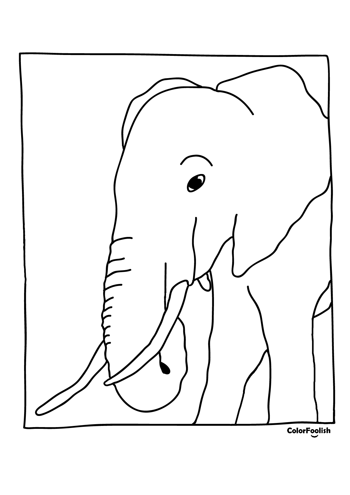 Страница за бојење слона који једе