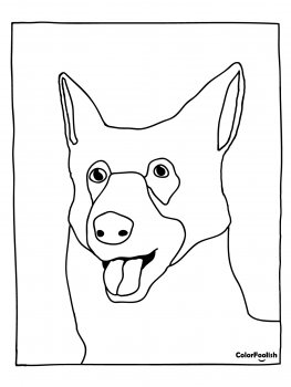 Coloring page of a German Shepherd dog
