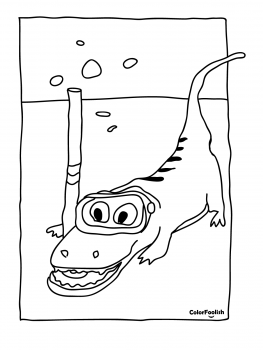 Coloring page of a crocodile at the dentist