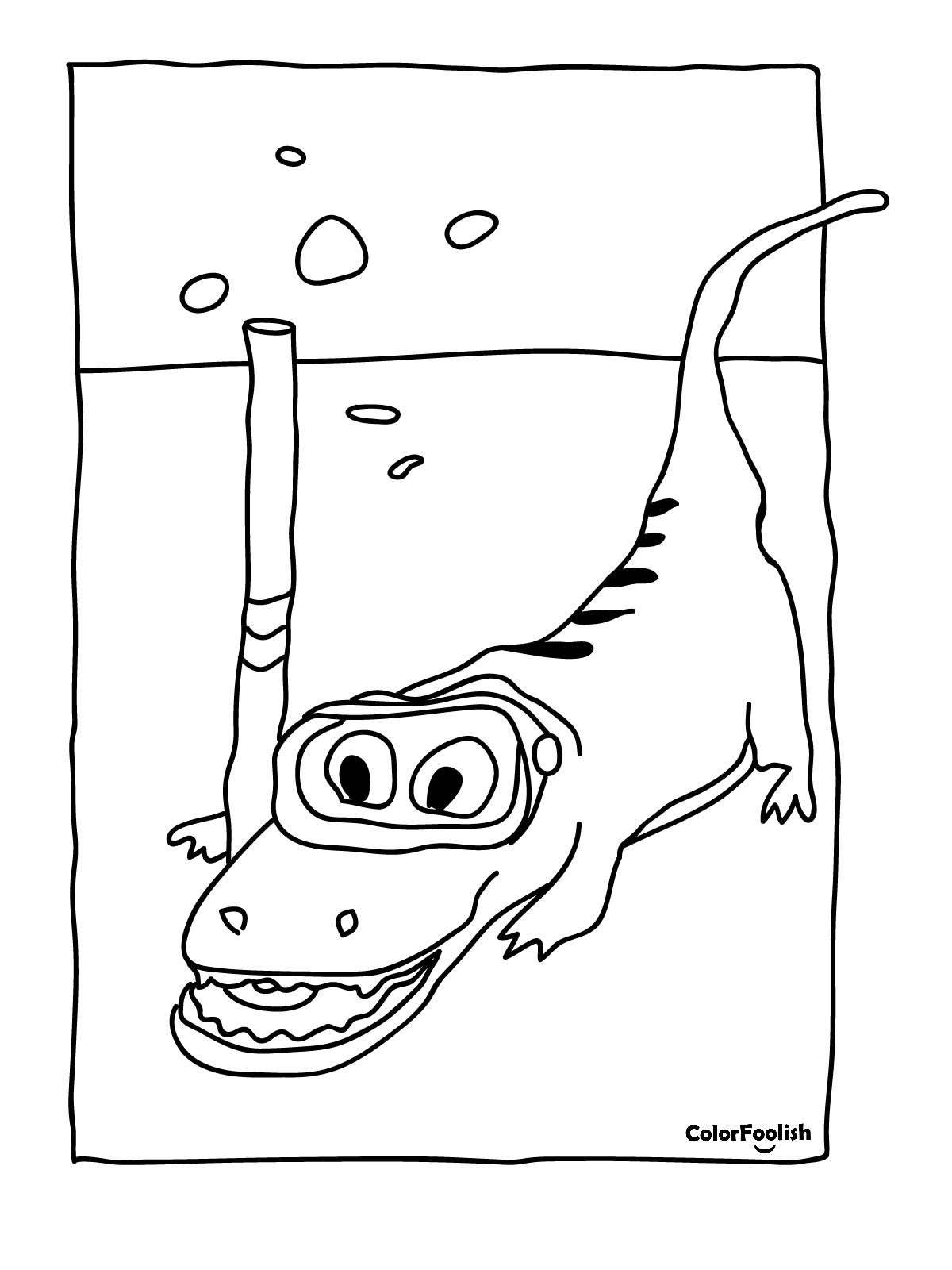 Spalvingas snorkeluojančio krokodilo puslapis