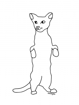 Kleurplaat van nieuwsgierige Siamese kat