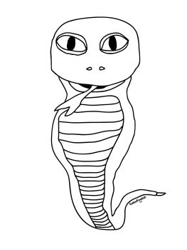 Coloring page of a snake watching us