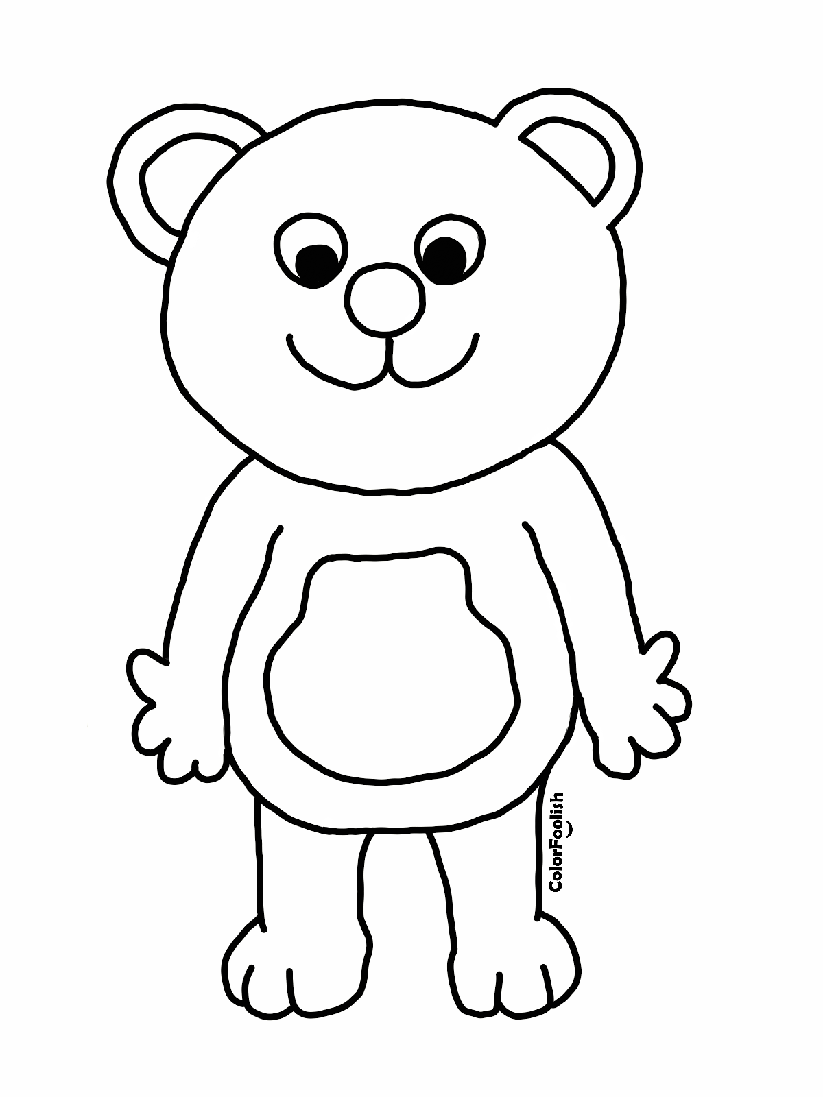 Malvorlage eines stehenden Teddybären