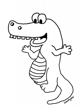Coloring page of a surprised crocodile