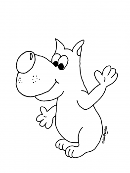 Coloring page of a waving dog