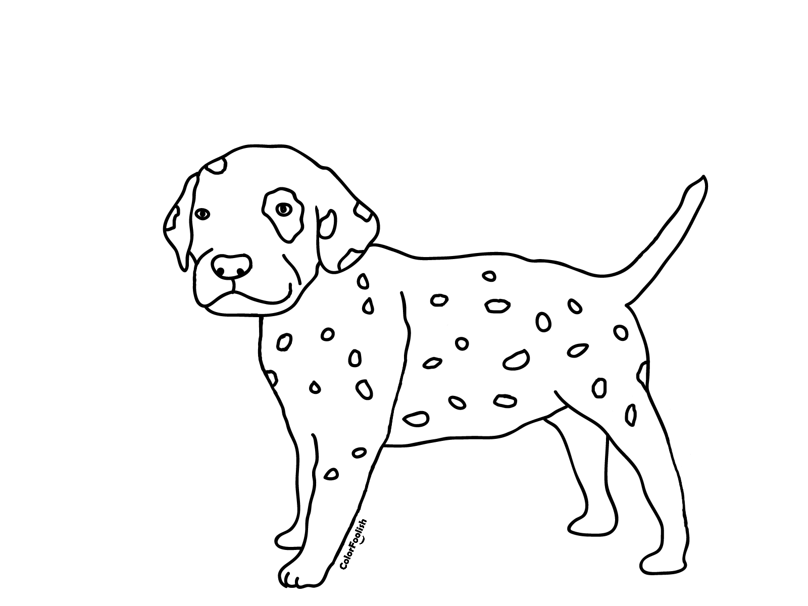 젊은 달마 시안 강아지의 색칠 페이지